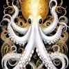 Golden White Kraken Diamond Painting