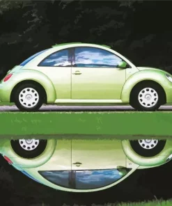 Green Bug Car Water Reflection Diamond Painting