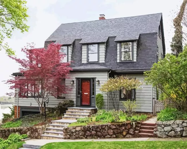 grey house Diamond By Numbers Grey House Diamond Painting