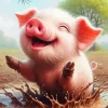 Happy Funny Pig Eating Diamond Painting