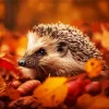 Hedgehog With Leaves Diamond Painting