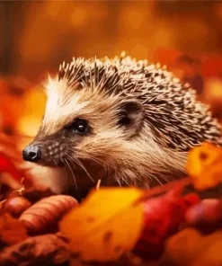 Hedgehog With Leaves Diamond Painting