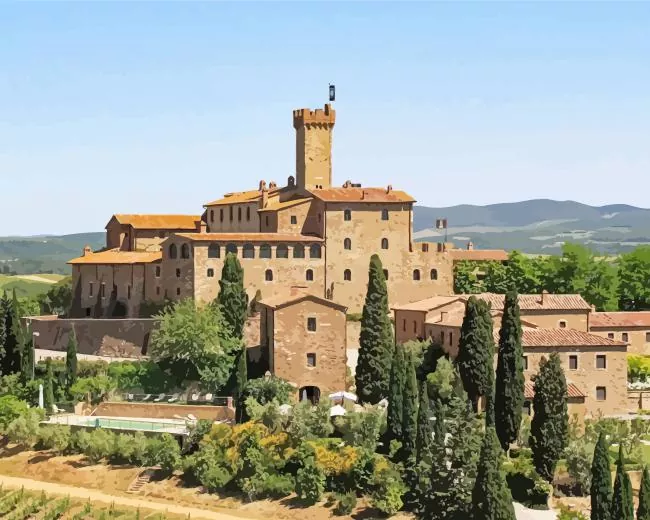 italian villa Diamond With Numbers Italian Villa Diamond Painting