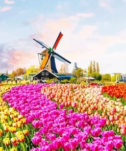 Kinderdijk Tulips Diamond Painting