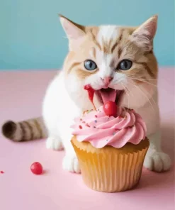 Kitten Eating Cake Diamond Painting