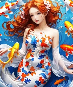 Koi Mermaid Lady Diamond Painting