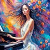 Lady Playing Piano Diamond Painting