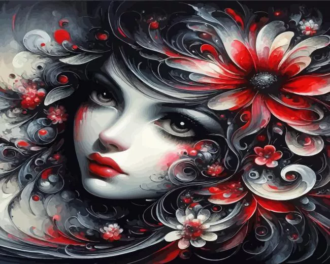 lady with flowers Diamond Painst Lady With Flowers Diamond Painting