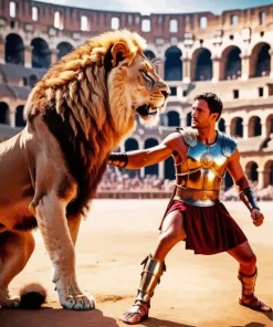 Lion And Gladiator Diamond Painting