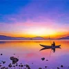 Man In Boat Silhouette Diamond Painting