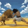 Man Wrestling Lion Diamond Painting