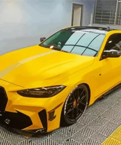 Matte Yellow Car Diamond Painting