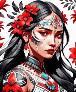 Native Floral Woman Diamond Painting