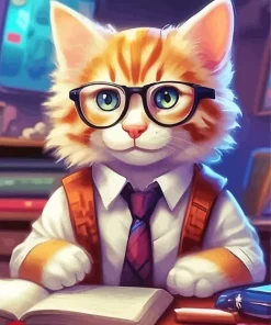 Nerd Cat Diamond Painting