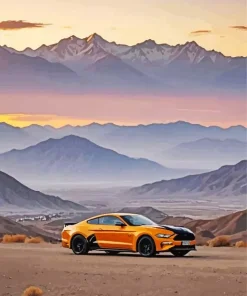 Orange Mustang Car Diamond Painting