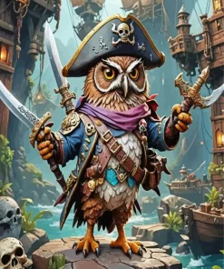 Owl Pirate Diamond Painting