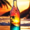 Palms Sunset Glass Bottle Diamond Painting