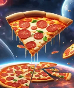 Pizza Space Art Diamond Painting