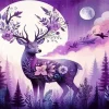 Purple Floral Deer Diamond Painting