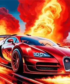 Red Bugatti Car Diamond Painting