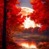 Red Forest Art Diamond Painting