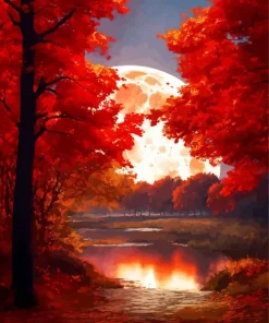 Red Forest Art Diamond Painting