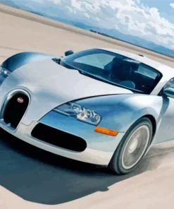 Silver Bugatti Veyron Car Diamond Painting
