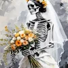 Skeleton Bride Holding Flowers Diamond Painting