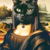 Black Cat Mona Lisa Diamond Painting