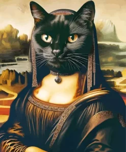 Black Cat Mona Lisa Diamond Painting