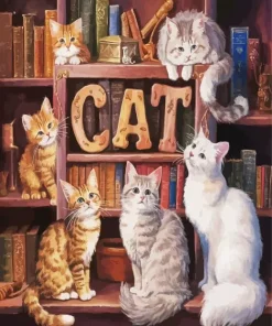 Bookcase Cats Diamond Painting