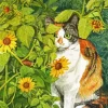 Calico Cat Hiding In Sunflowers Diamond Painting