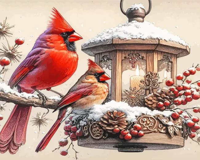 Cardinals On Lantern Diamond Paintings Cardinals On Lantern Diamond Painting