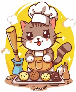 Cartoon Cat Baking Diamond Painting