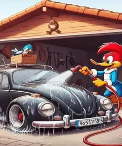 Cartoon Car Wash Diamond Painting