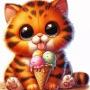 Cartoon Cat Licking Ice Cream Diamond Painting