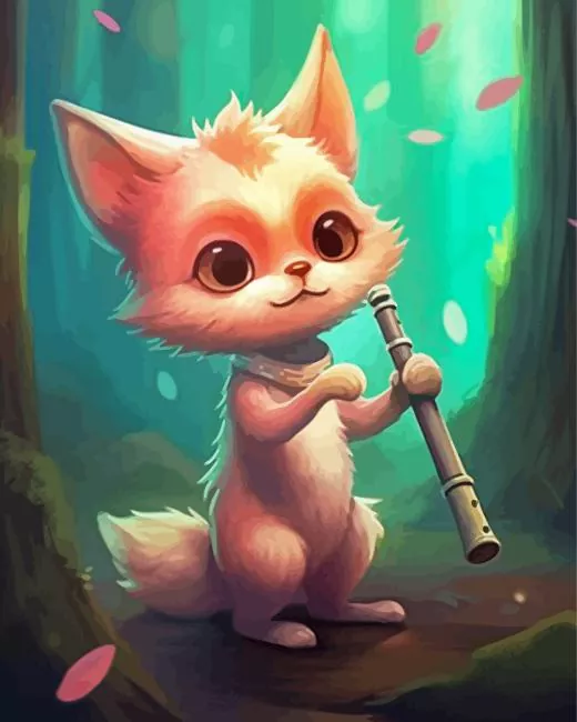 Cartoon cat playing flute Diamond Paintings Cartoon Cat Playing Flute Diamond Painting