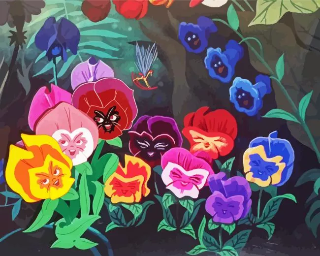 Cartoon pansies Diamond By Numbers Cartoon Pansies Diamond Painting