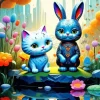 Cat And Bunny Diamond Painting