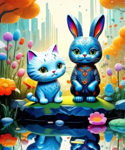 Cat And Bunny Diamond Painting
