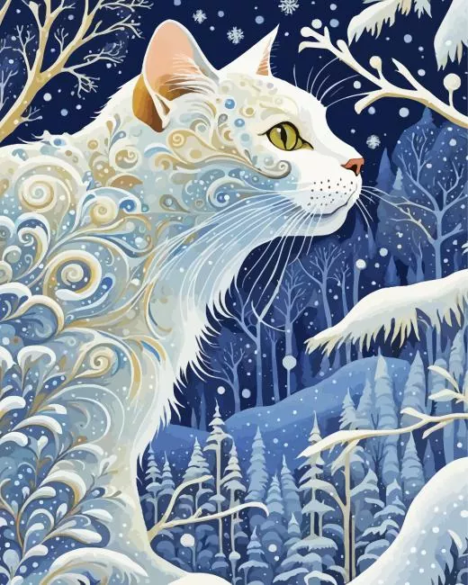 Cat in the snow art Diamond Paintings Cat In The Snow Art Diamond Painting