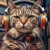 Cat Listening Music Diamond Painting