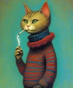 Cat Smoking Cigarette Diamond Painting