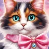 Cat With Pink Bow Diamond Painting