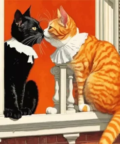 Cats Kissing In Balcony Diamond Painting