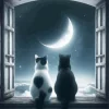 Cats Watching The Moon Diamond Painting