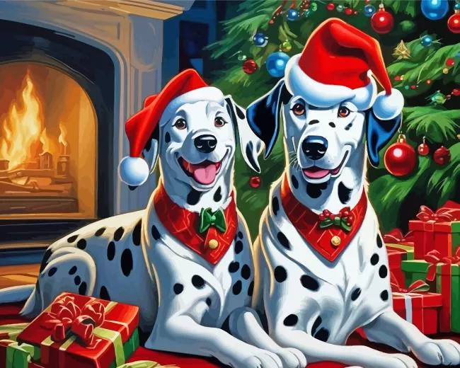 Christmas Dalmatian Dogs Diamond Paintings Christmas Dalmatian Dogs Diamond Painting