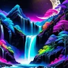 Crescent Moonlight Waterfall Diamond Painting