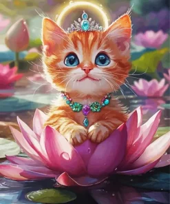 Cute Cat Wearing Tiara Diamond Painting