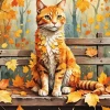 Fall Leaves Cat Diamond Painting